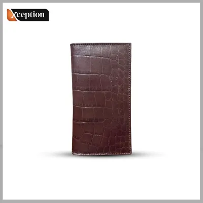 Genuine Cow Vegetable Tanned Leather Brown Long Wallet